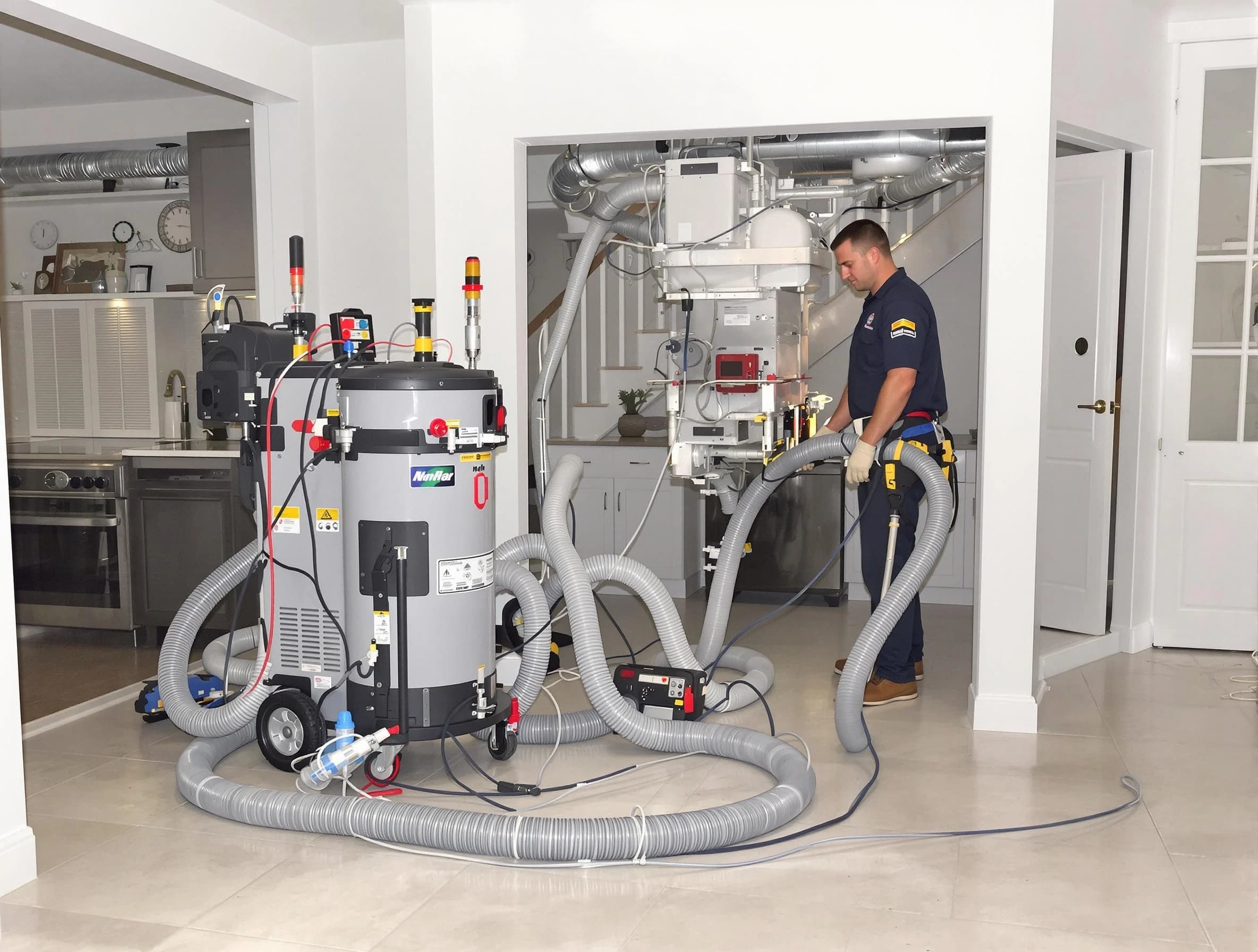 Acworth Air Duct Cleaning technician operating negative pressure cleaning equipment for thorough duct maintenance in Acworth