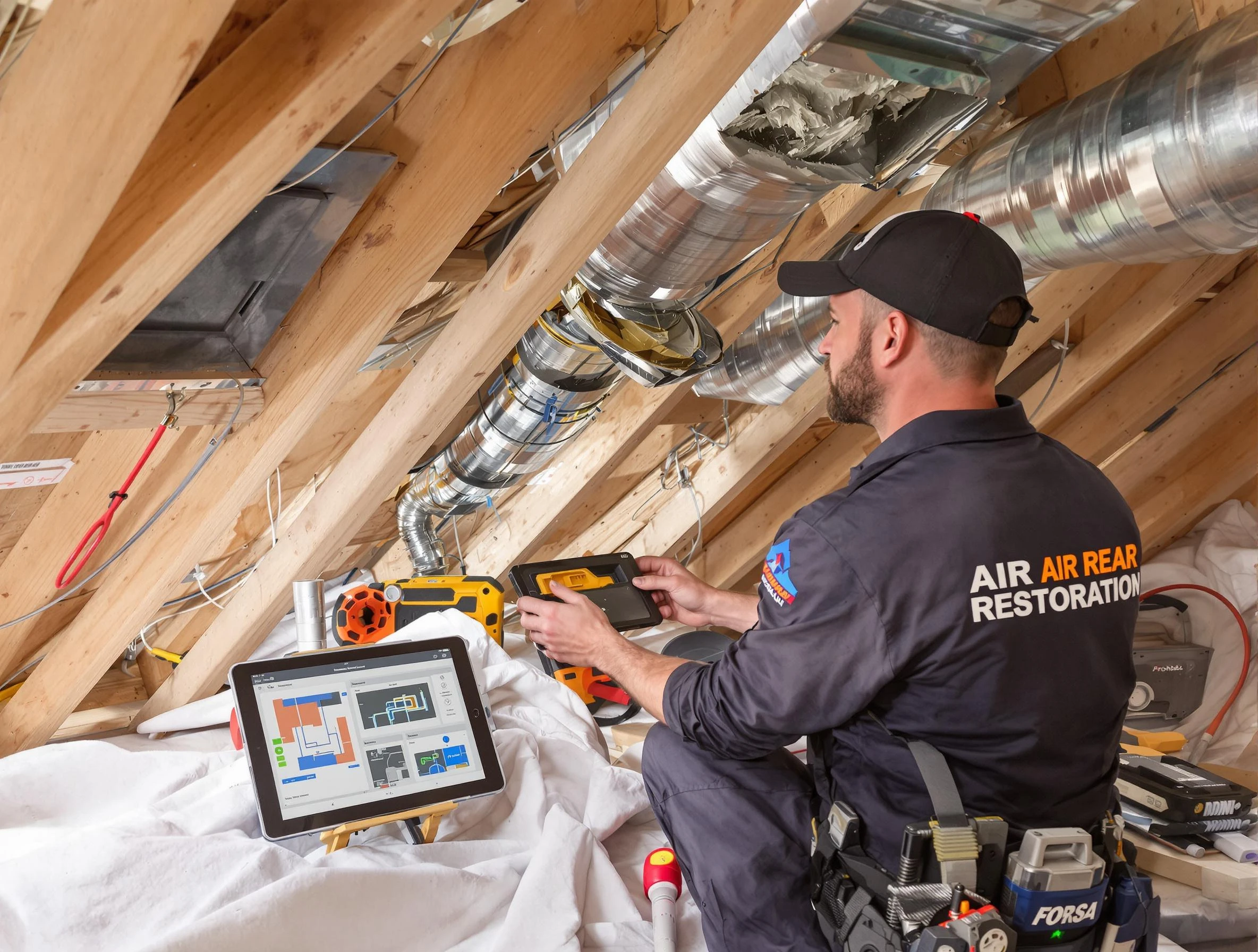 Acworth Air Duct Cleaning technician performing precise duct repair work in Acworth