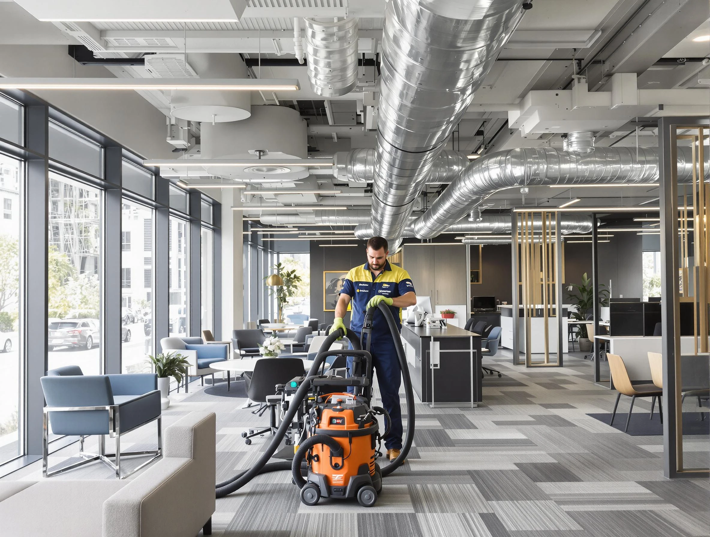 Acworth Air Duct Cleaning team performing thorough commercial duct cleaning at a Acworth business center